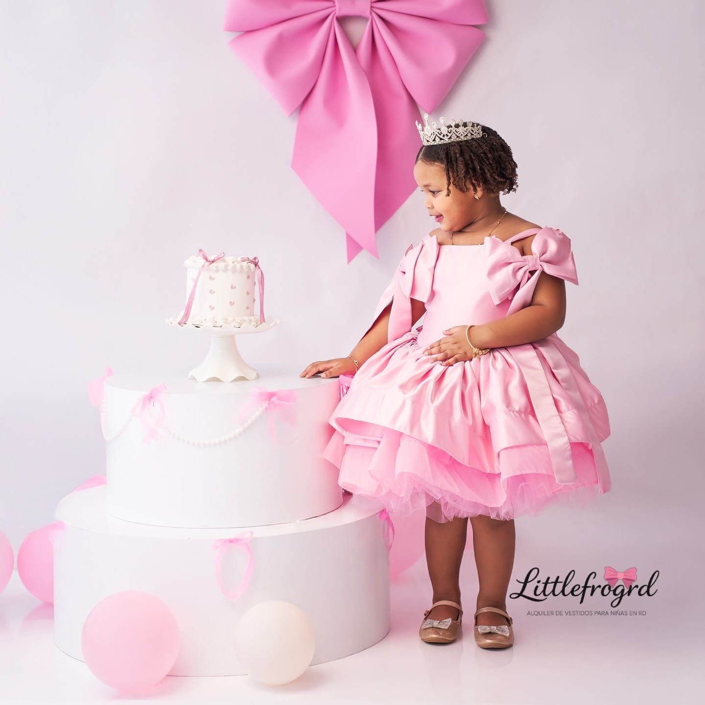 Vestido Rosa con lazos cindy