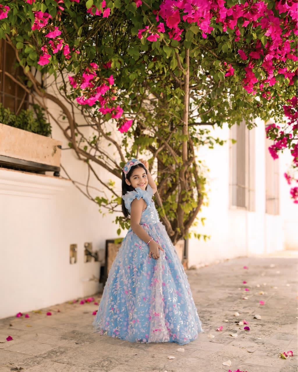 Vestido azul Flores Rosas grande Cindy