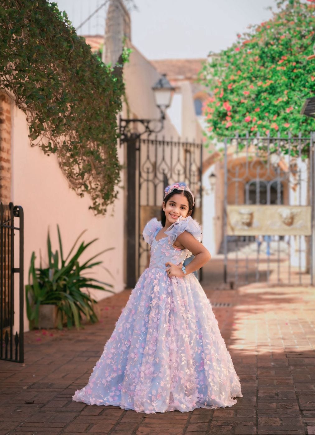 Vestido azul Flores Rosas grande Cindy