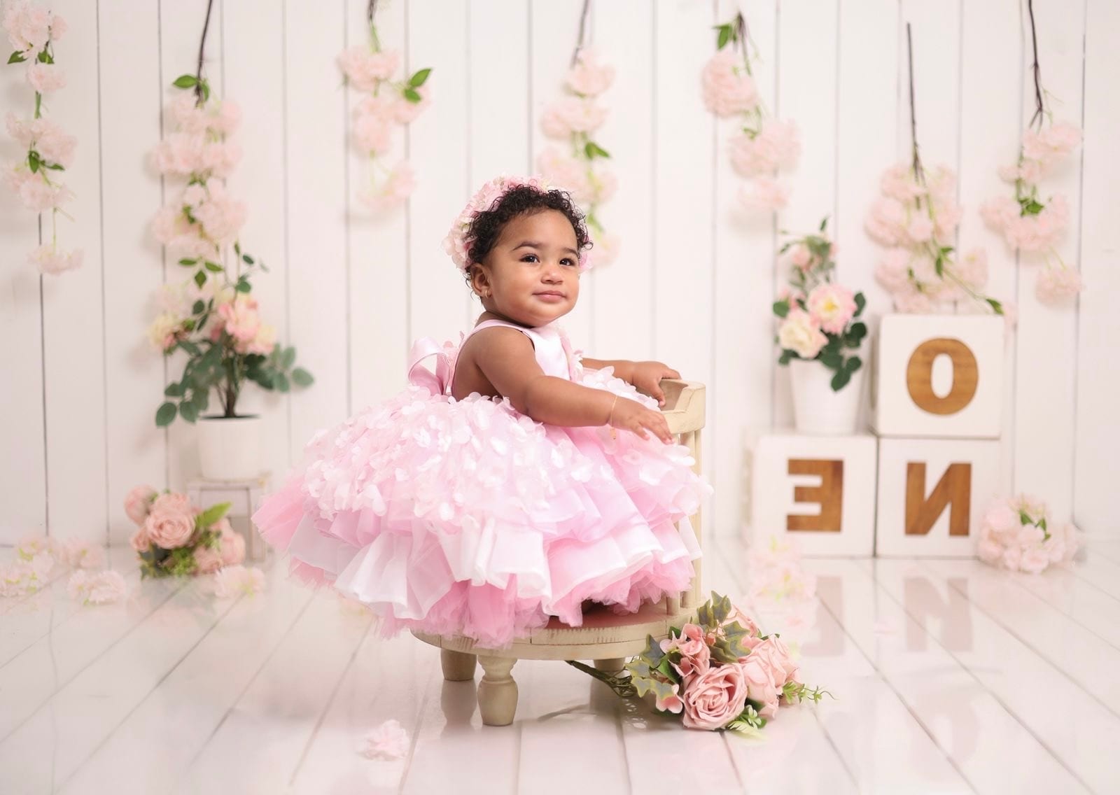 Vestido rosa bebe Flores Ama