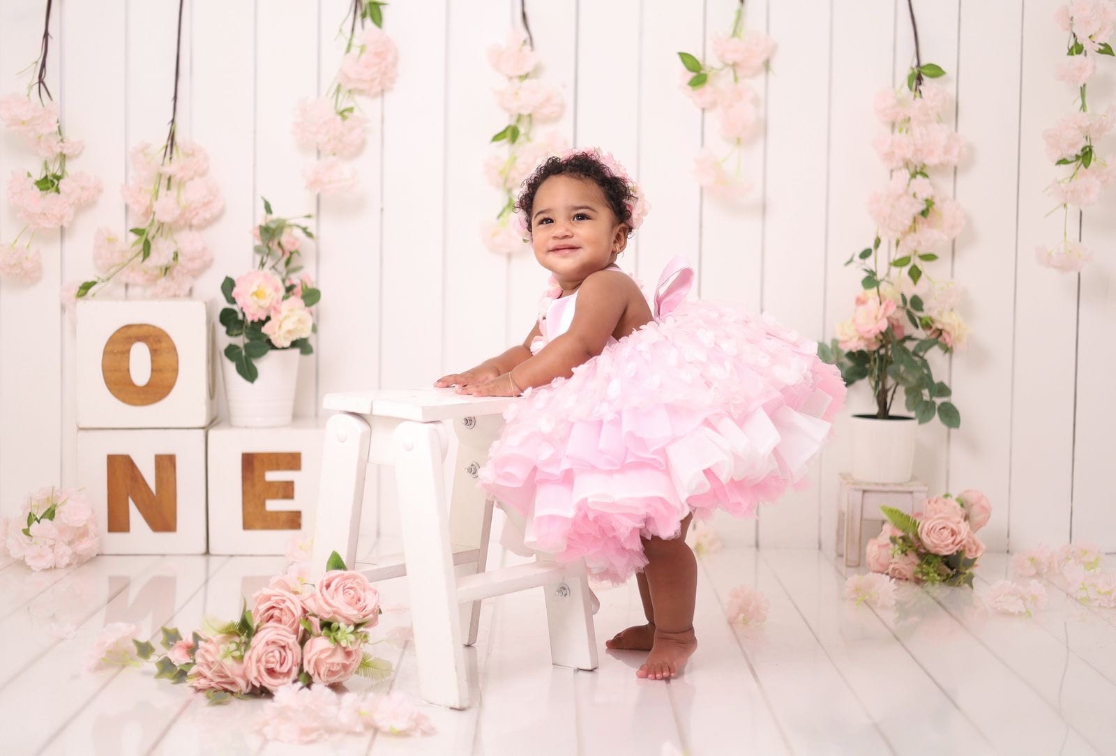Vestido rosa bebe Flores Ama